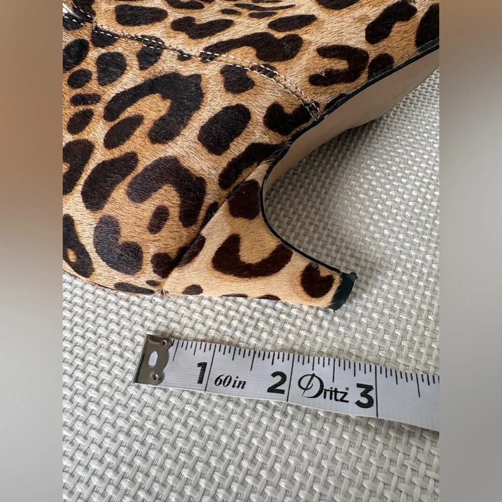 Limelight Moira Womens Leopard Print Haircalf Kitten Heel Leathe Booties  Sz 6.5
